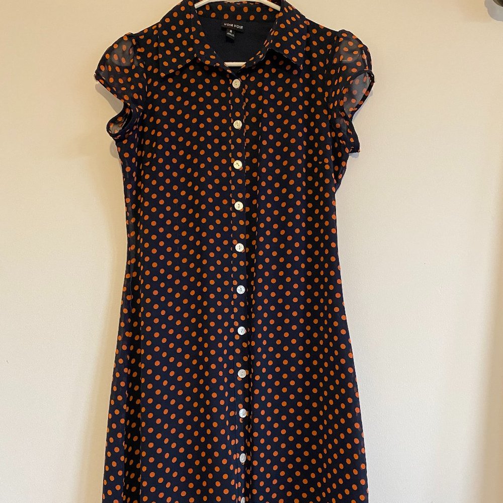 Size 6 Button Down Polka Dot Midi Dress Voir Voir